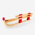 Schlitten 2 Sitzer für Kinder aus Holz faltbar Schnee Rudy 