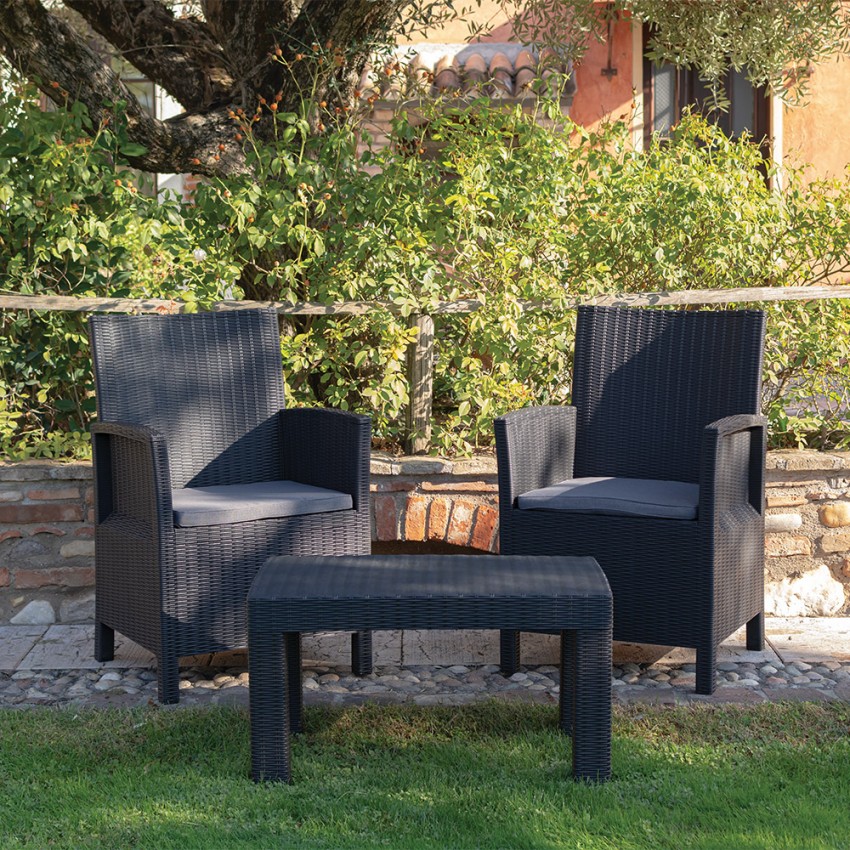  Tropea Grand Sole: Gartenlounge 2 Sessel Kissen Couchtisch 


