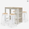 set hoher tisch 120x60cm 4 hocker küche  bar weiß holz galles Verkauf