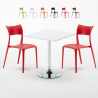 Weiß Quadratisch Tisch und 2 Stühle Farbiges Polypropylen-Innenmastenset Parisienne Cocktail Aktion