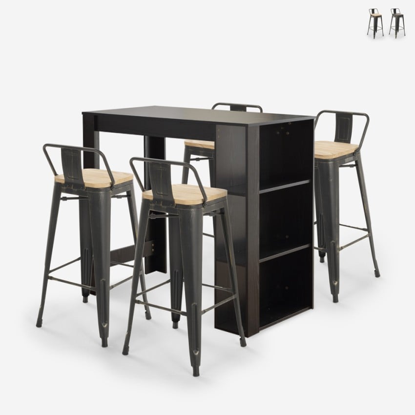 set hoher tisch schwarz 4-hocker mit rückenlehne cruzville Verkauf set hoher tisch schwarz 4-hocker mit rückenlehne cruzville Verkauf