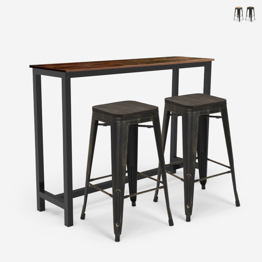 set hoher tisch 140x40 2 hocker küche bar industriell oakwood Aktion set hoher tisch 140x40 2 hocker küche bar industriell oakwood Aktion
