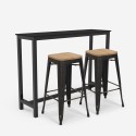 set hoher tisch 140x40cm 2 hocker holz metall schwarz bar küche seymour Rabatte