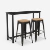 set hoher tisch 140x40cm 2 hocker holz metall schwarz bar küche seymour Rabatte