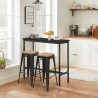 set hoher tisch 140x40cm 2 hocker holz metall schwarz bar küche seymour Angebot