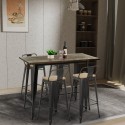 set hoher tisch 120x60  4 hocker mit rückenlehne schwarz bar  küche wahoo Sales