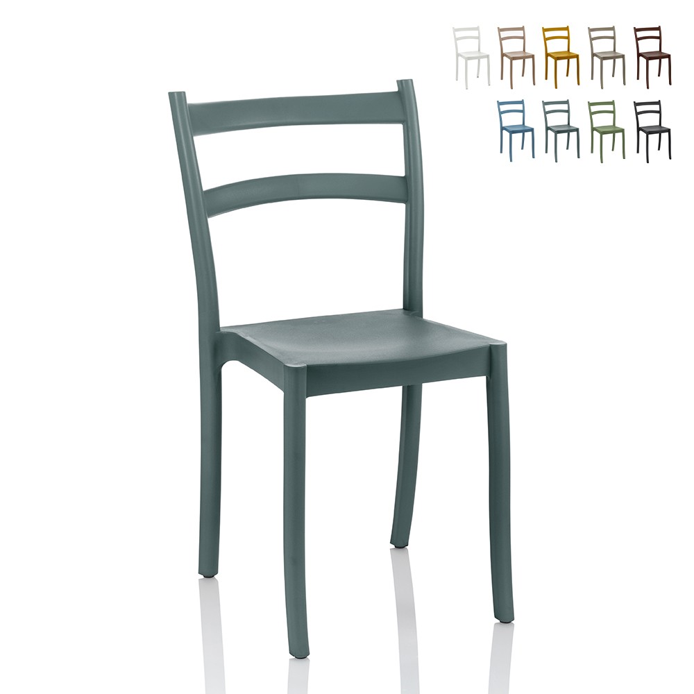 Küchenstuhl aus Polypropylen für Außenbereich, Bar, Restaurant, Garten Cleo