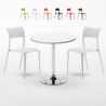 Weiß Rund Tisch und 2 Stühle Farbiges Polypropylen-Innenmastenset Parisienne Long Island Aktion