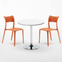 Weiß Rund Tisch und 2 Stühle Farbiges Polypropylen-Innenmastenset Parisienne Long Island Modell