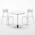 Weiß Rund Tisch und 2 Stühle Farbiges Polypropylen-Innenmastenset Parisienne Long Island Auswahl