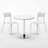 Weiß Rund Tisch und 2 Stühle Farbiges Polypropylen-Innenmastenset Parisienne Long Island Auswahl