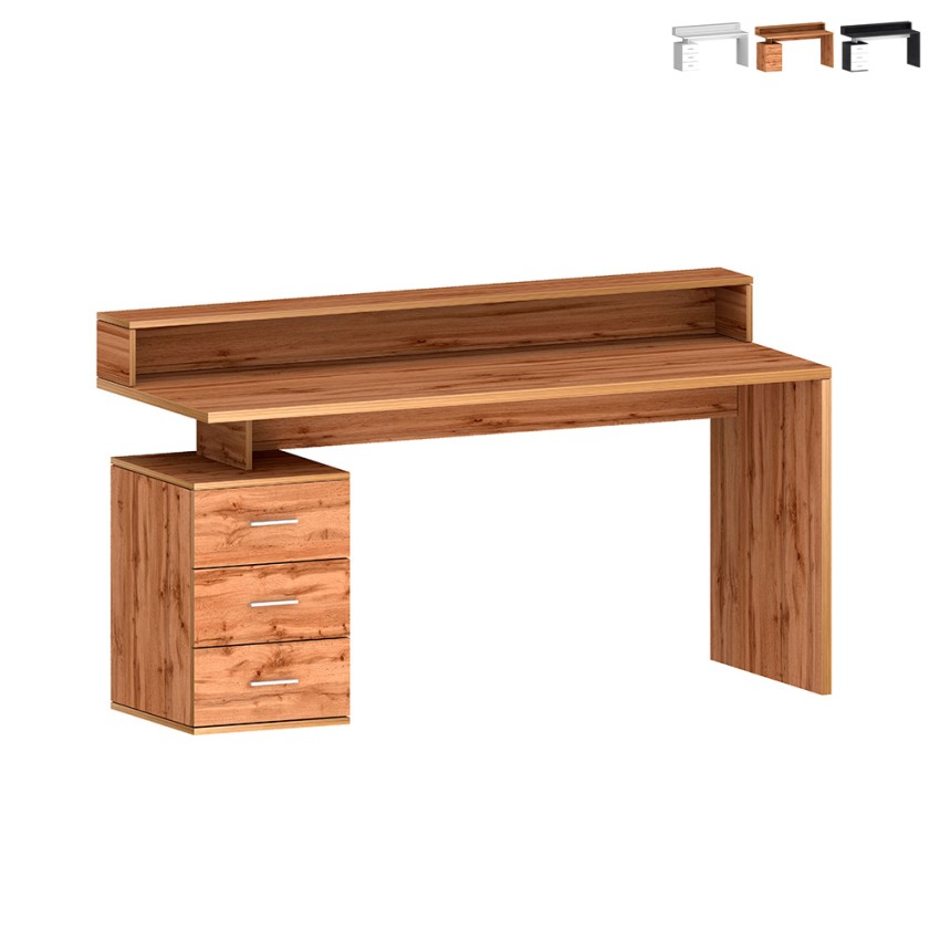 Büroschreibtisch 160x60x90cm, 3 Schubladen mit Aufsatz, New Selina S Plus Angebot