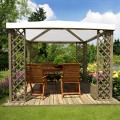Holz-Gartenpavillon 3x3m weiß PVC-Plane UV-beständig Fox JT40 Pocket Aktion
