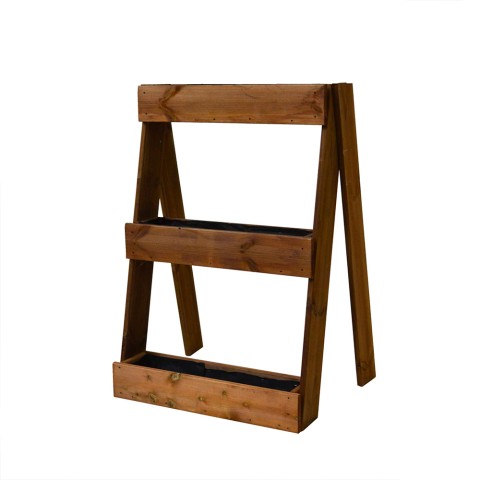 Blumenkasten Holz schräg 3 Fächer für Terrasse und Balkon Aktion