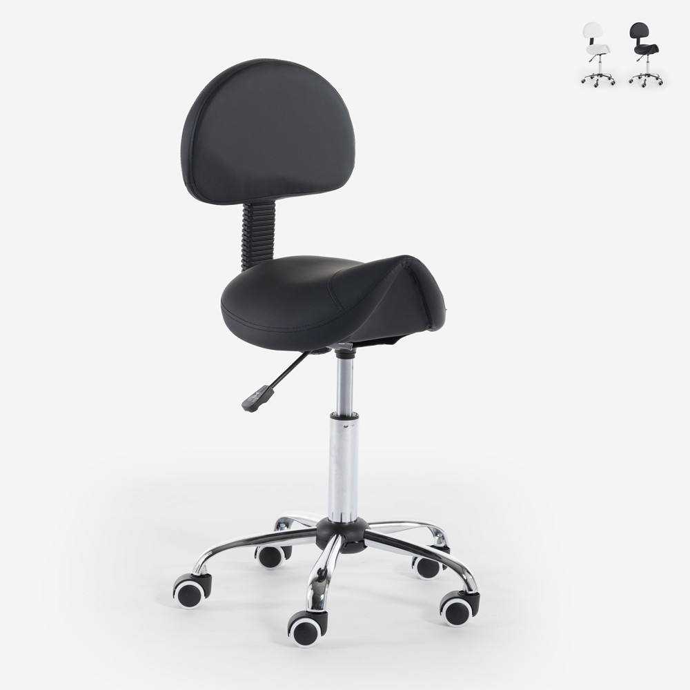 Hocker mit Rädern und orthopädischer Rückenlehne für Kosmetiker Tätowierer Andamon.