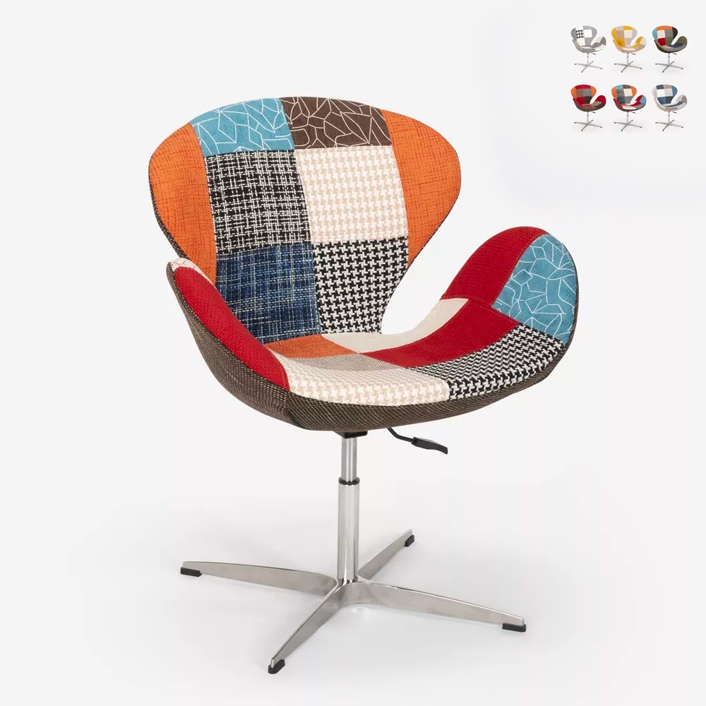 Drehbarer Stuhl Sessel im Patchwork Stil höhenverstellbar Stork