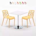 Weiß Quadratisch Tisch und 2 Stühle Farbiges Polypropylen-Innenmastenset Gelateria Cocktail Lagerbestand