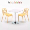 Weiß Quadratisch Tisch und 2 Stühle Farbiges Polypropylen-Innenmastenset Gelateria Cocktail Lagerbestand