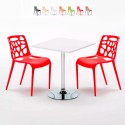 Weiß Quadratisch Tisch und 2 Stühle Farbiges Polypropylen-Innenmastenset Gelateria Cocktail Katalog