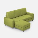 3-Sitzer Sofa mit Pouf, 208 cm, Stoff, Wohnzimmer, Sakar 180P 