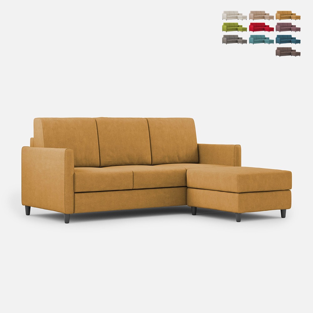 Dreisitziges gefüttertes Sofa aus Stoff mit modernem Stil Karay 180 inklusive Hocker