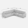 Großes modernes Ecksofa mit 7 Sitzplätzen aus Stoff 288x288cm Yasel 218AG 