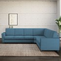 Großes modernes Ecksofa mit 7 Sitzplätzen aus Stoff 288x288cm Yasel 218AG 