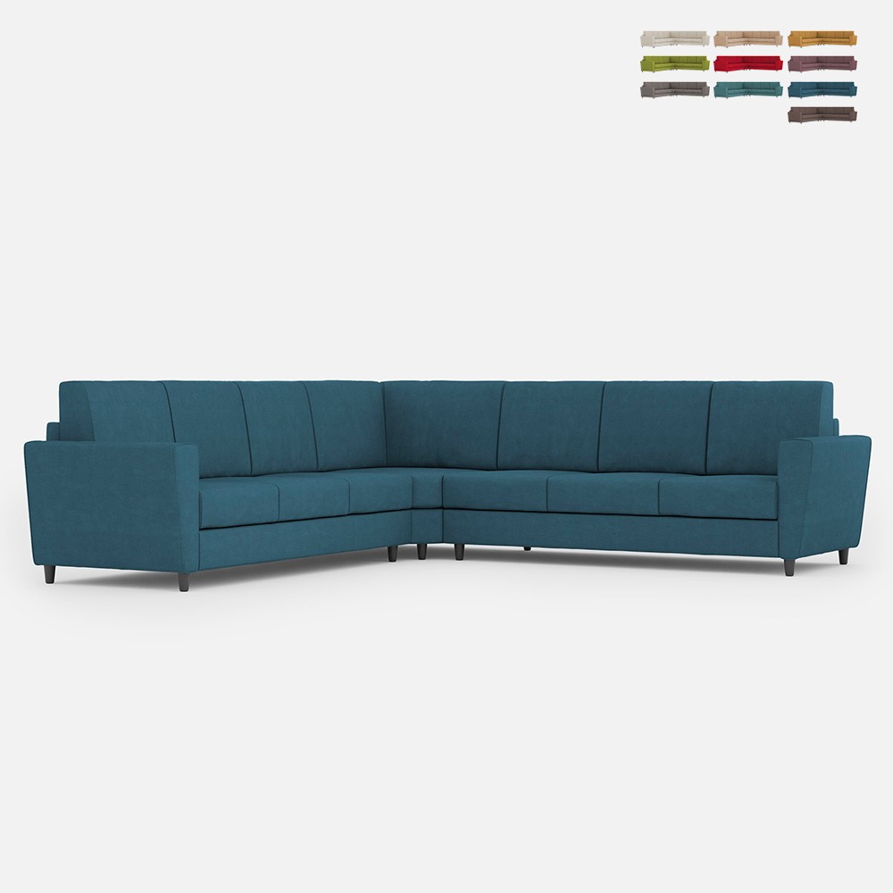 Großes modernes Ecksofa mit 7 Sitzplätzen aus Stoff 288x288cm Yasel 218AG