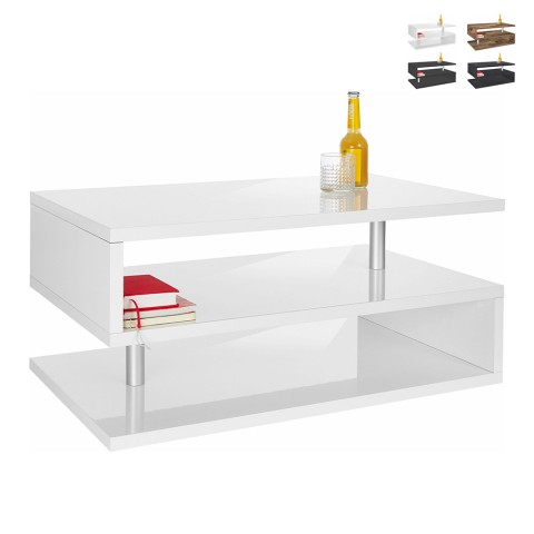 Moderner rechteckiger Couchtisch 90x55cm mit 2 Ablagen Zeta 90 Aktion