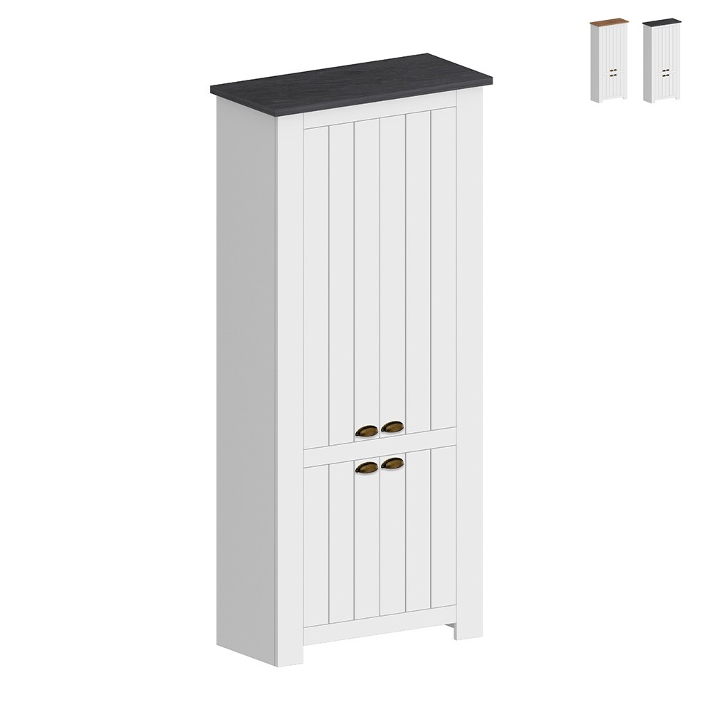 Hillrose Mehrzweck-Schuhschrank, 4 Türen, 84x42x200cm, klassisch weiß