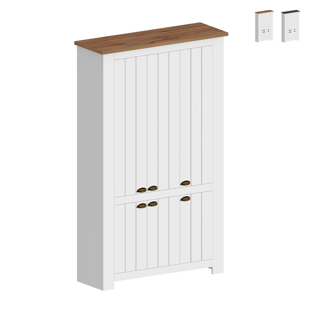 Großes weißes Mehrzweck-Schuhschrank Elaisa 114x42x200cm 6 Türen