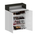 Moderne Schuhregal Weiß 2 Türen 4 Ablagen 76x34x100cm Ayenne Preis