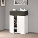 Moderne Schuhregal Weiß 2 Türen 4 Ablagen 76x34x100cm Ayenne Sales