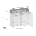 Moderne weiße Schuhschrank Aida, 3 Türen, 8 Fächer, 110x34x100cm 