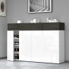Moderne weiße Schuhschrank 4 Türen 8 Fächer Holz 152x34x100cm Darice Rabatte