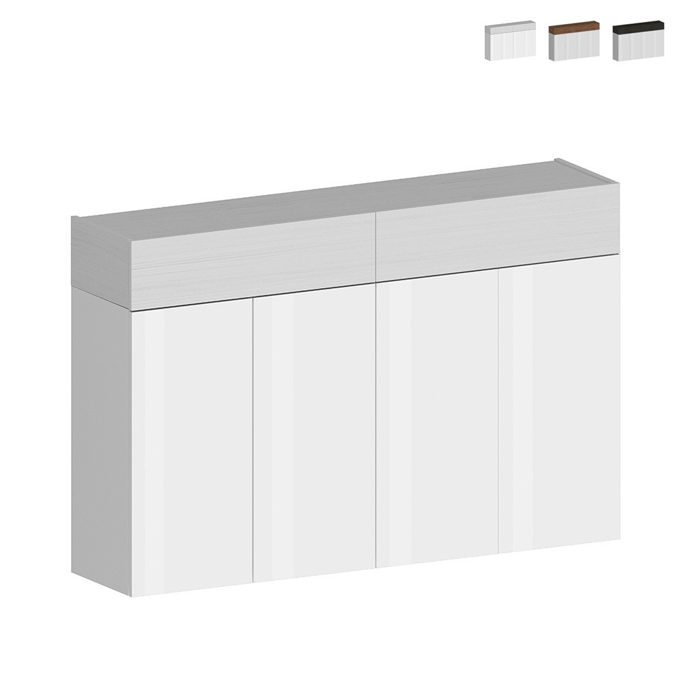 Moderne weiße Schuhschrank 4 Türen 8 Fächer Holz 152x34x100cm Darice
