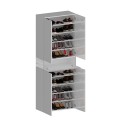 Hanad Schuhschrank mit 4 Türen und 10 Einlegeböden 76x34x200cm Weiß 