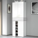 Hanad Schuhschrank mit 4 Türen und 10 Einlegeböden 76x34x200cm Weiß Rabatte
