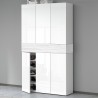 Moderner großer Schuhschrank 114x34x200cm, 6 Türen, 10 Regale, Dettey 