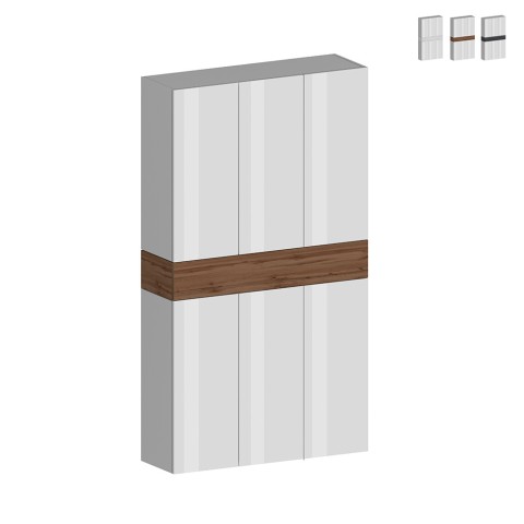 Moderner großer Schuhschrank 114x34x200cm, 6 Türen, 10 Regale, Dettey Aktion