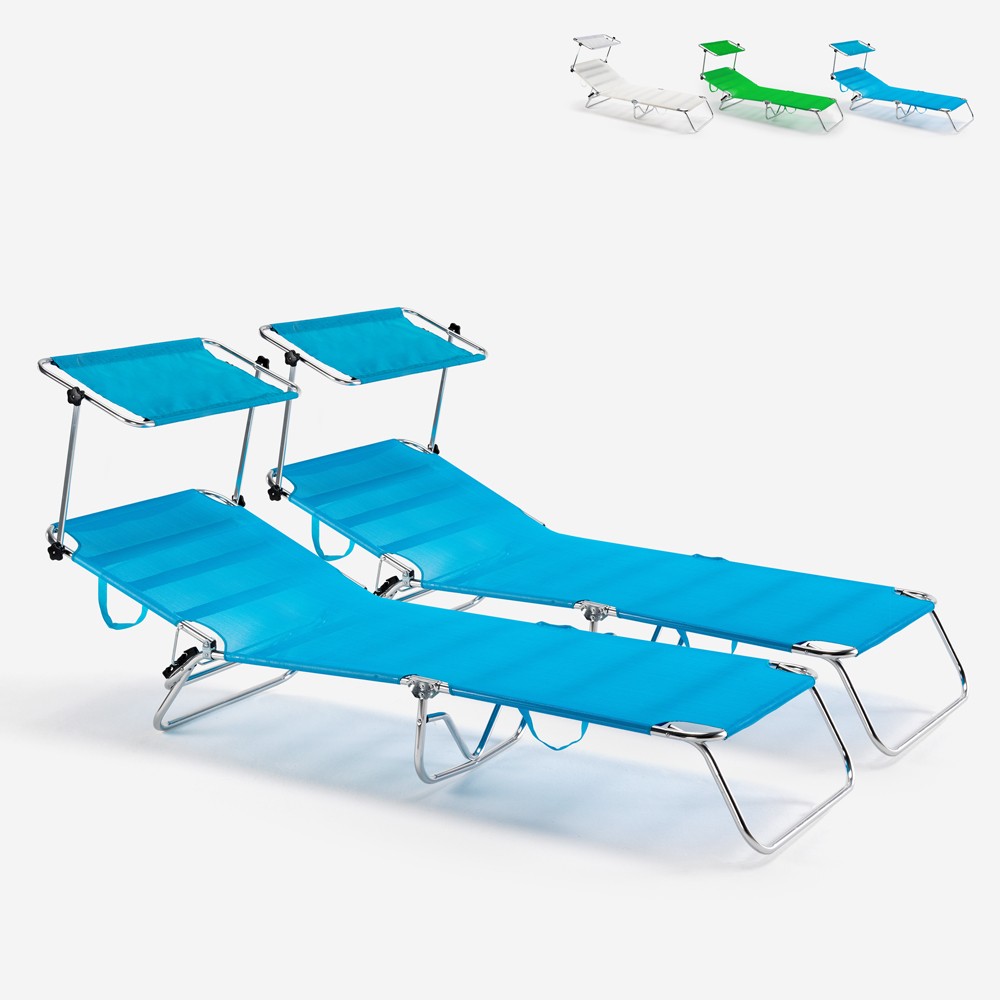 2er Set Strandliegen Liegestühle Sonnenliegen Klappbar aus Aluminium Cancun