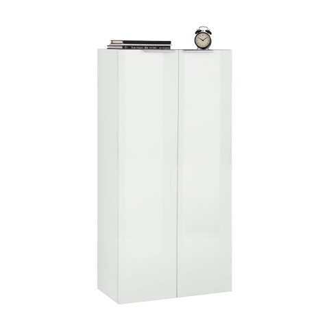 Moderne Büroschrank Wohnzimmer 2 Türen Weiß Hochglanz 70x35x140 Birse Aktion