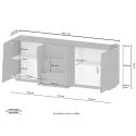 Moderne Wohnzimmerschrank Anrichte mit 3 Schubladen und 2 Türen, 220x44x86 cm, Margaux 