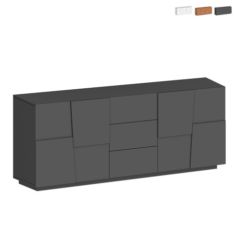 Moderne Wohnzimmerschrank Anrichte mit 3 Schubladen und 2 Türen, 220x44x86 cm, Margaux Aktion