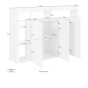 Credenza 3-türiges modernes Bücherregal mit Glasböden 150x40x100cm Allen. Kosten