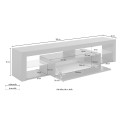 Moderner TV-Schrank mit Klappe, Glasablagen, 160 cm Helix 