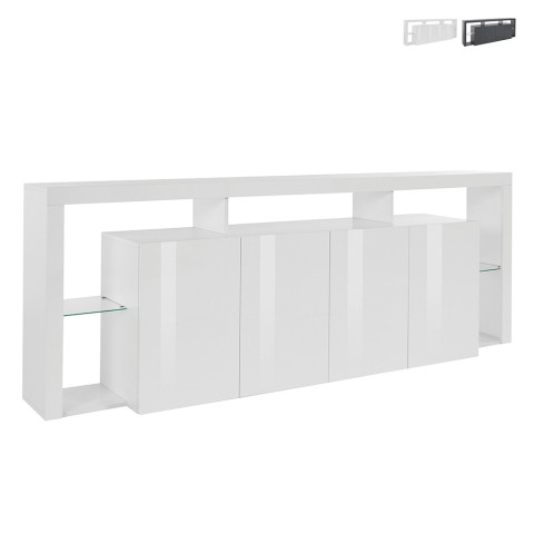Große Wohnzimmer-Kommode mit 4 Türen 220x40x80, modernes Design, Towyn Aktion