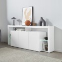 Sideboard 3 Türen 200x40x80cm modernes Bücherregal mit Glasböden Pibrac Sales