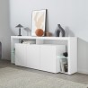 Sideboard 3 Türen 200x40x80cm modernes Bücherregal mit Glasböden Pibrac Sales