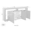 Sideboard 3 Türen 200x40x80cm modernes Bücherregal mit Glasböden Pibrac 